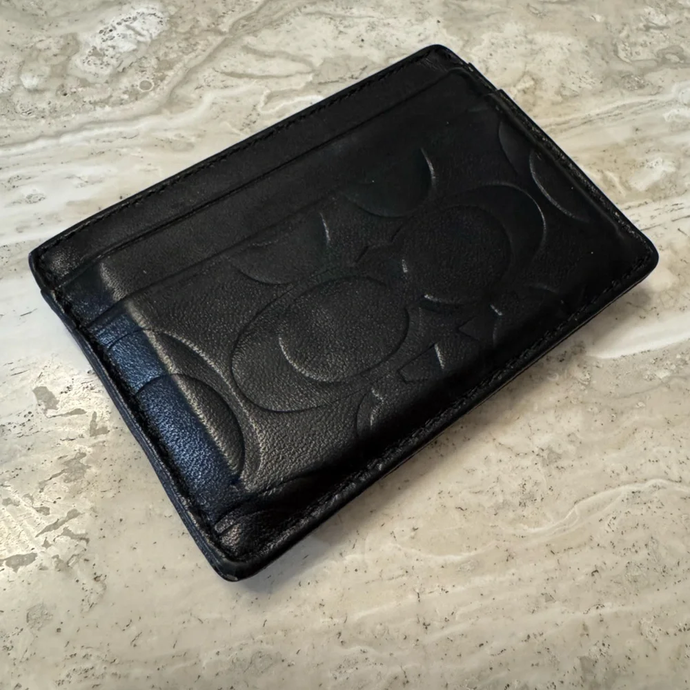 COACH Men’s Black Embossed Card Holder and Money Clip